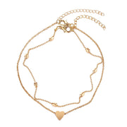 Fnio Two Layers Chain Heart Style Gold/silver Color Anklets For Women