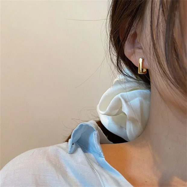 2024 New Simple Geometric U-Shaped Earrings For Women Fashionable Gold