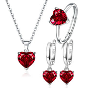 925 Sterling Silver Jewelry Sets For Women Heart Zircon Ring Earrings