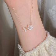 Korean New Inlaid Zircon Flowers Chain Necklace for Women New Light