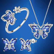 Butterfly Jewelry Set For Women Butterflies Birthstone Pendant