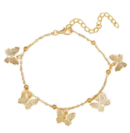 Bohemian Trend Fashion Anklets Golden Silver Color Butterfly