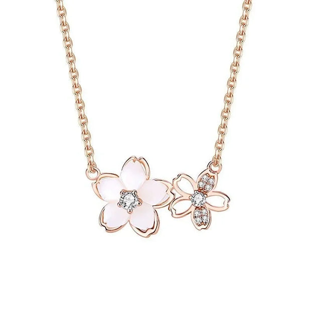 Korean New Inlaid Zircon Flowers Chain Necklace for Women New Light