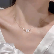 Korean New Inlaid Zircon Flowers Chain Necklace for Women New Light