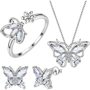 Butterfly Jewelry Set For Women Butterflies Birthstone Pendant