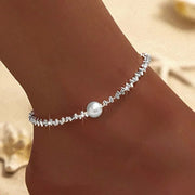 Sparkling Thin Chain Anklet For Women Zircon Heart Cross Pendant