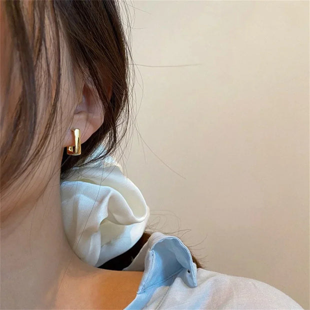 2024 New Simple Geometric U-Shaped Earrings For Women Fashionable Gold