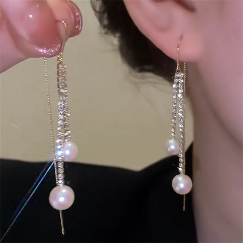 Luxury Leaf Crystal Long Earrings Women Fashion Rhinestone Drop