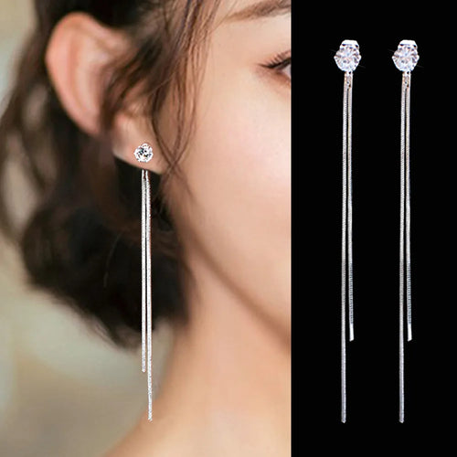 Luxury Leaf Crystal Long Earrings Women Fashion Rhinestone Drop