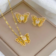 Fashion European and American Cute Micro-inlaid Butterfly Necklace