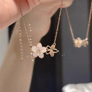 Korean New Inlaid Zircon Flowers Chain Necklace for Women New Light