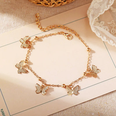 Bohemian Trend Fashion Anklets Golden Silver Color Butterfly