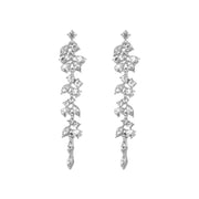 Luxury Leaf Crystal Long Earrings Women Fashion Rhinestone Drop