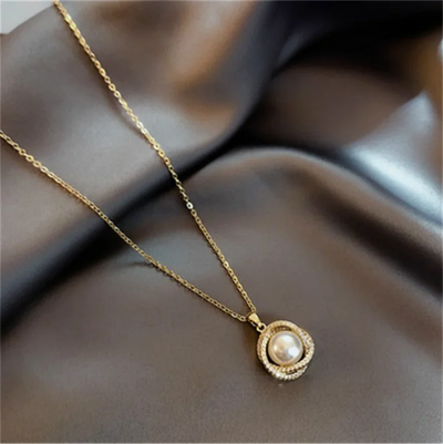 Fashion Pearl Pendant Necklace for Women Trend Aesthetic Gold Color