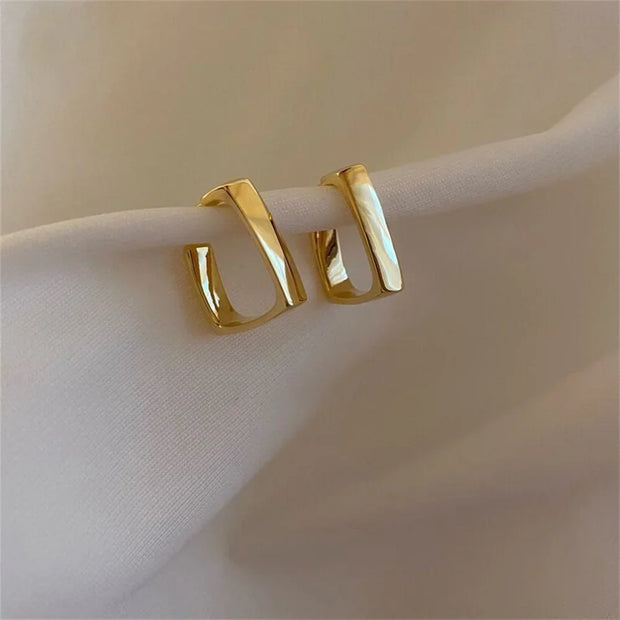 2024 New Simple Geometric U-Shaped Earrings For Women Fashionable Gold