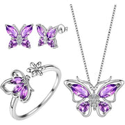 Butterfly Jewelry Set For Women Butterflies Birthstone Pendant