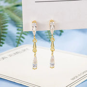 Luxury Leaf Crystal Long Earrings Women Fashion Rhinestone Drop