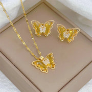 Fashion European and American Cute Micro-inlaid Butterfly Necklace