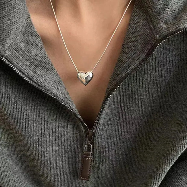 Kpop Love Heart Pendants Necklace for Women Aesthetic Fashion Korean